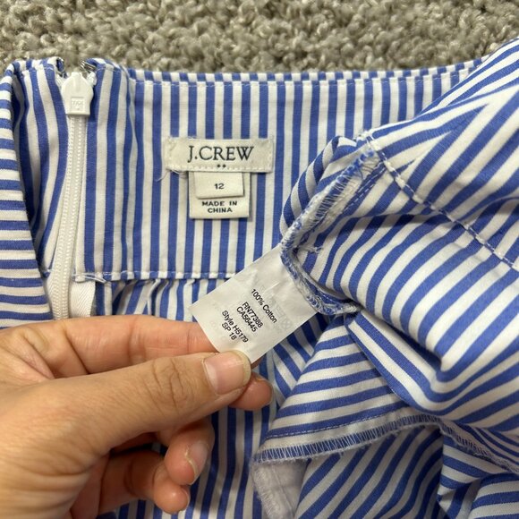 J. Crew Striped Tie Waist Midi Skirt Blue White 12 - Picture 8 of 9